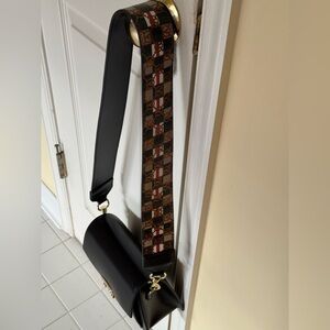 Valentino Black Bag with Patterned Strap